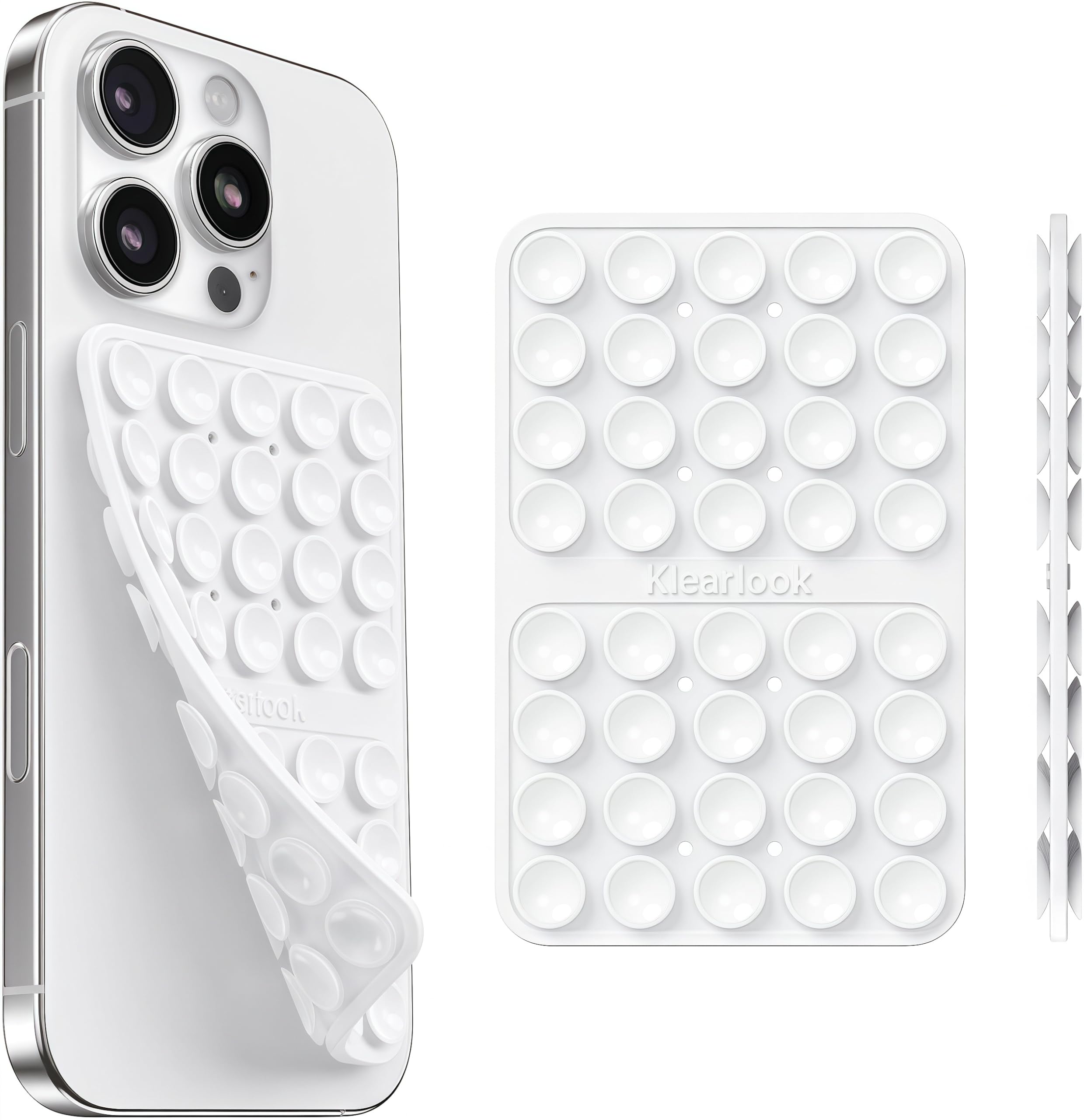 Klearlook Silicone Suction Cup Phone Case Mount Double Sided, Sticky Phone Grip with Higher Suction Power for Cell Phone, Hands-Free Phone Accessories Holder for Selfies and Videos, Transparent